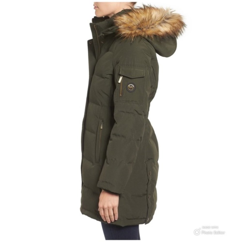 Michael Kors Basic Parka with Faux Fur Trim